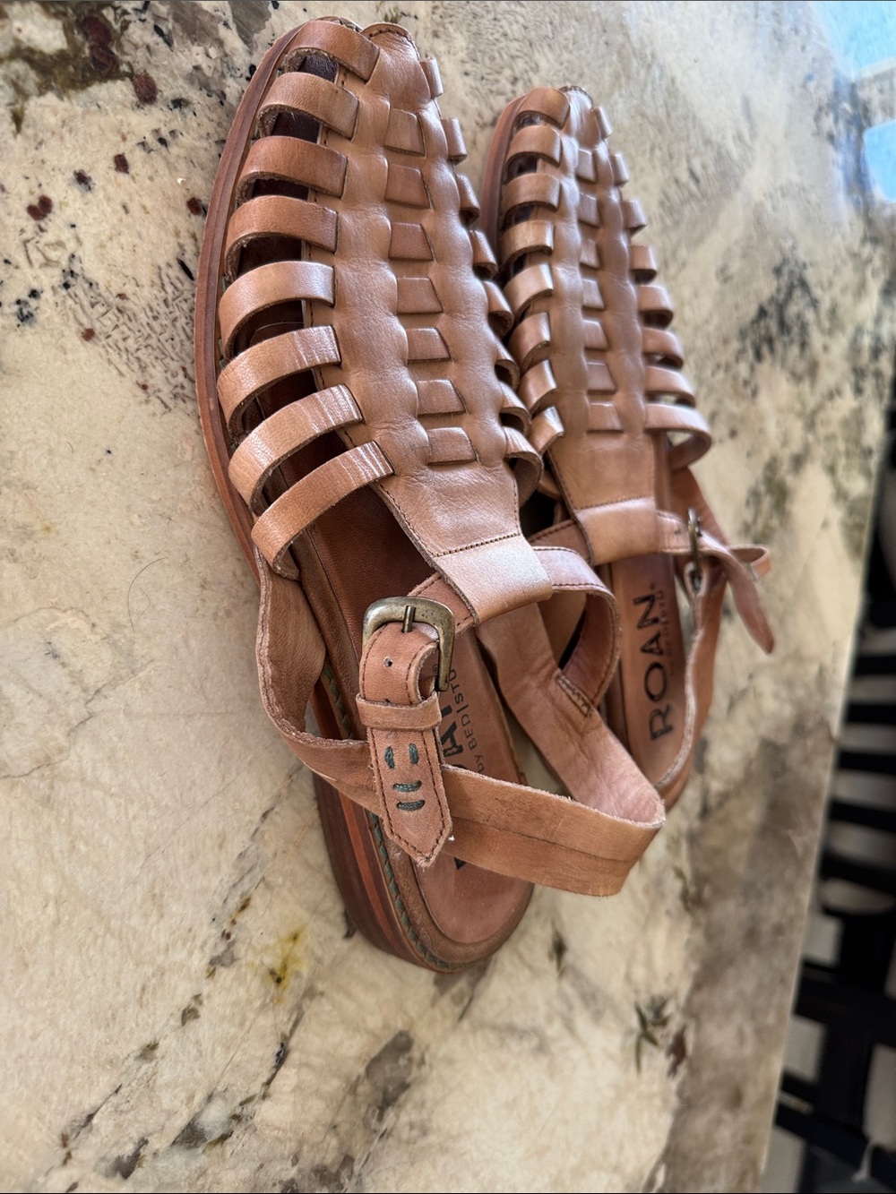 Roan Women’s Braided Leather Slingback Sandal in Tan
